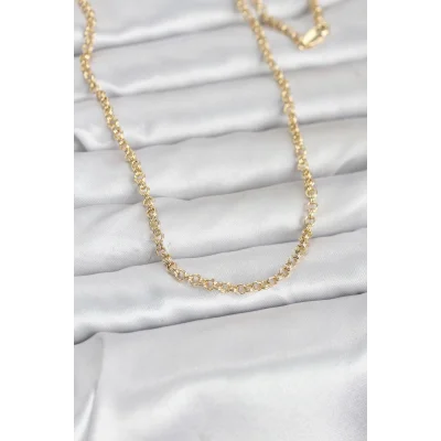 BUĞZ CM 14K Gold Renk Halka Zincir Model 60 cm Kadın Kolye