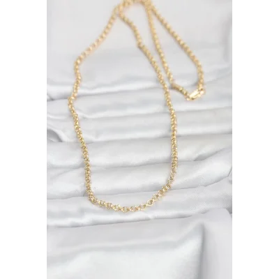 BUĞZ CM 14K Gold Renk Halka Zincir Model 60 cm Kadın Kolye - BUĞZ