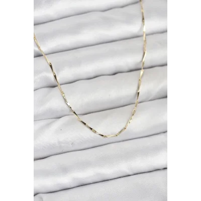 BUĞZ CM 14K Gold Renk İnce Kesim Çubuk Model Zincir Kadın Kolye