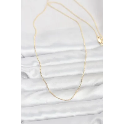 BUĞZ CM 14K Gold Renk İnce Top Zincirli 60 cm Kadın Kolye - BUĞZ