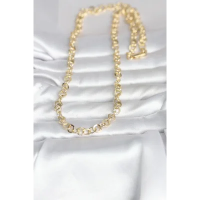 BUĞZ CM 14K Gold Renk Kalın Halka Zincirli 60 cm Kadın Kolye - BUĞZ
