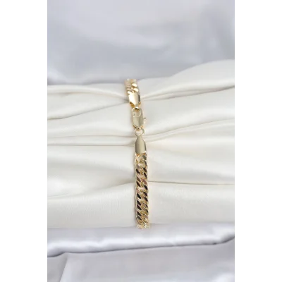 BUĞZ CM 14K Gold Renk Kalın Zincir Model Kadın Bileklik - BUĞZ