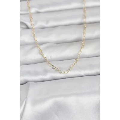 BUĞZ CM 14K Gold Renk Kalp Zincirli 60 cm Kadın Kolye