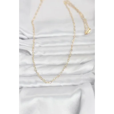 BUĞZ CM 14K Gold Renk Kalp Zincirli 60 cm Kadın Kolye - BUĞZ