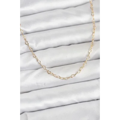 BUĞZ CM 14K Gold Renk Kalp Zincirli Kadın Kolye