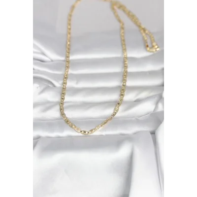 BUĞZ CM 14K Gold Renk Lazer Kesim Zincirli Model 60 cm Kadın Kolye - BUĞZ