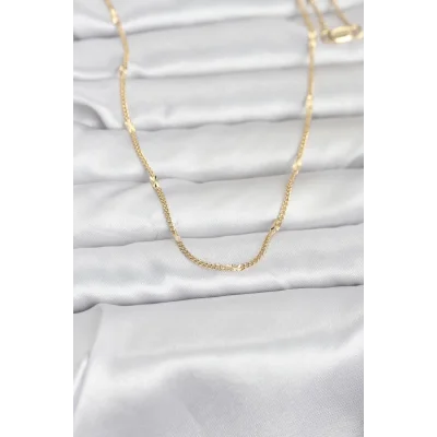 BUĞZ CM 14K Gold Renk Lazer Puntalı Model 60 cm Kadın Kolye