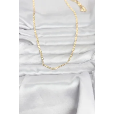 BUĞZ CM 14K Gold Renk Lazer Zincirli Model 60 cm Kadın Kolye - BUĞZ