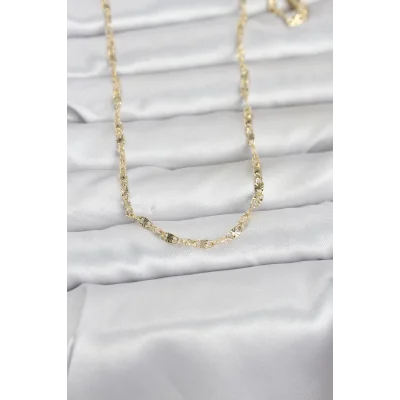 BUĞZ CM 14K Gold Renk Lazerli Gemici Zincir Model 60 cm Kadın Kolye