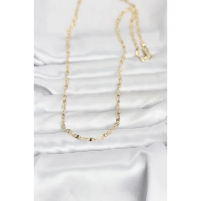 BUĞZ CM 14K Gold Renk Lazerli Gemici Zincir Model 60 cm Kadın Kolye - BUĞZ