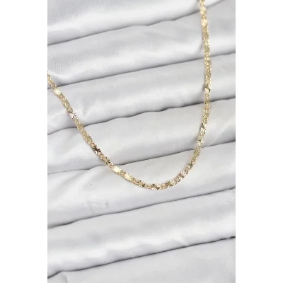 BUĞZ CM 14K Gold Renk Lazerli Zincir Model Kadın Kolye