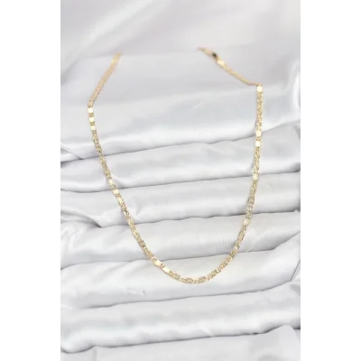 BUĞZ CM 14K Gold Renk Lazerli Zincir Model Kadın Kolye - BUĞZ