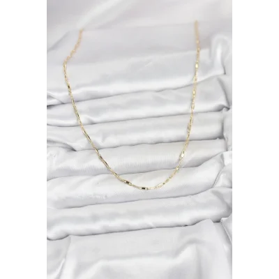 BUĞZ CM 14K Gold Renk Pirinç Ataç Zincir 60 cm Kadın Kolye - BUĞZ