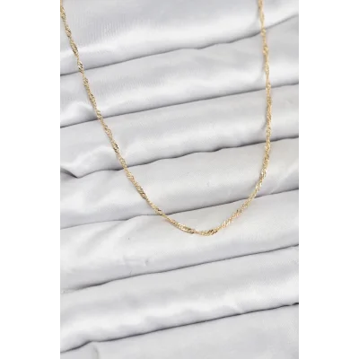 BUĞZ CM 14K Gold Renk Pirinç Ezme Burgu Model Kadın Kolye