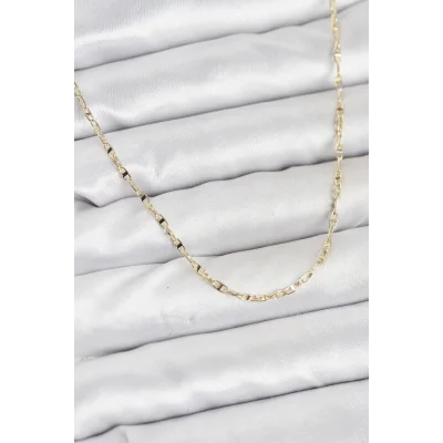 BUĞZ CM 14K Gold Renk Pirinç Gemi Zinciri Model Kadın Kolye