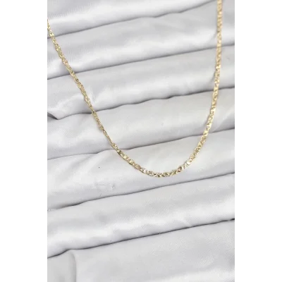 BUĞZ CM 14K Gold Renk Pirinç Lazer Model 60 cm Kadın Kolye