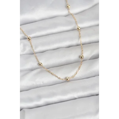 BUĞZ CM 14K Gold Renk Pirinç Top Zincirli 60 cm Kadın Kolye