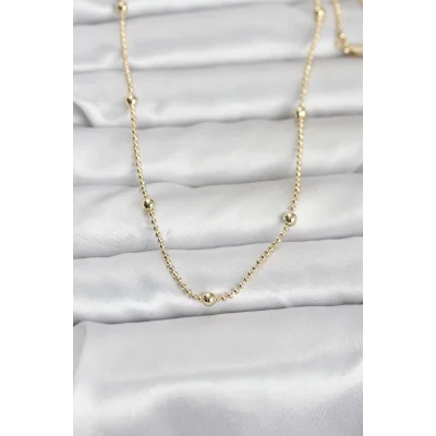 BUĞZ CM 14K Gold Renk Top Zincir 60 cm Kadın Kolye