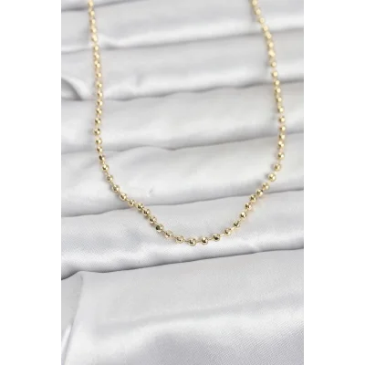 BUĞZ CM 14K Gold Renk Top Zincirli Model 60 cm Kadın Kolye