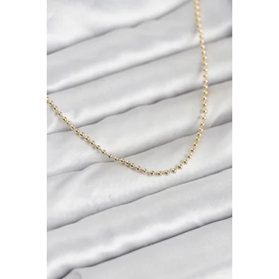 BUĞZ CM 14K Gold Renk Top Zincirli Model 60 cm Kadın Kolye