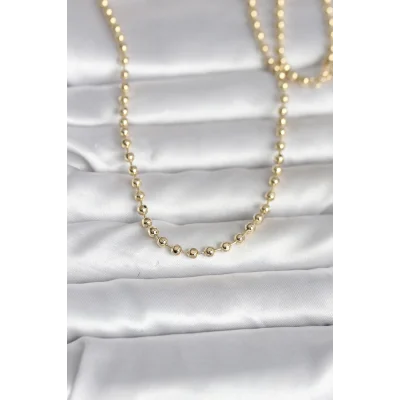 BUĞZ CM 14K Gold Renk Top Zincirli Model 60 cm Kadın Kolye