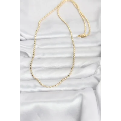 BUĞZ CM 14K Gold Renk Top Zincirli Model 60 cm Kadın Kolye - BUĞZ