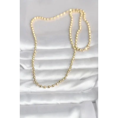 BUĞZ CM 14K Gold Renk Top Zincirli Model 60 cm Kadın Kolye - BUĞZ