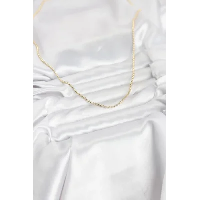 BUĞZ CM 14K Gold Renk Top Zincirli Model 60 cm Kadın Kolye - BUĞZ