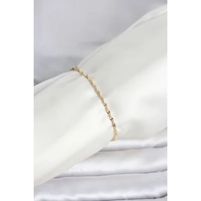 BUĞZ CM 14K Gold Renk Yassı Ezme Burgu Model Kadın Bileklik