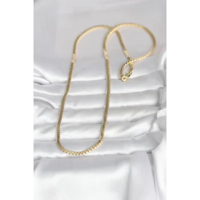 BUĞZ CM 14K Gold Renk Yassı Ezme Zincir Model 60 cm Kadın Kolye - BUĞZ
