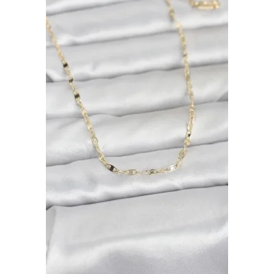 BUĞZ CM 14K Gold Renk Yassı Gemici Zincir Model 60 cm Kadın Kolye