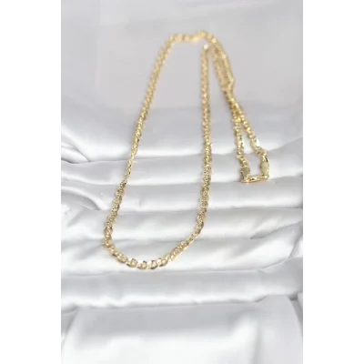 BUĞZ CM 14K Gold Renk Yassı Oval Zincirli Model 60 cm Kadın Kolye - BUĞZ