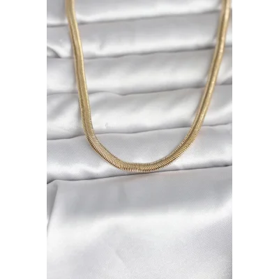 BUĞZ CM 14K Gold Renk Yassı Yılan Zincir Model 45 cm Kadın Kolye