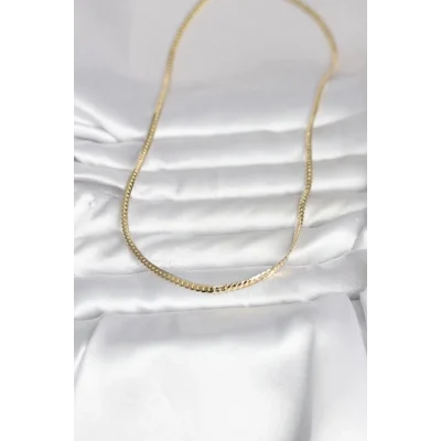 BUĞZ CM 14K Gold Renk Yassı Zincir Model 45 cm Kadın Kolye - BUĞZ