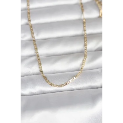 BUĞZ CM 14K Gold Renk Yassı Zincir Model 60 cm Kadın Kolye