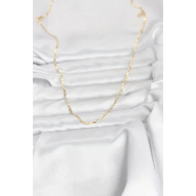 BUĞZ CM 14K Gold Renk Yassı Zincir Model 60 cm Kadın Kolye - BUĞZ