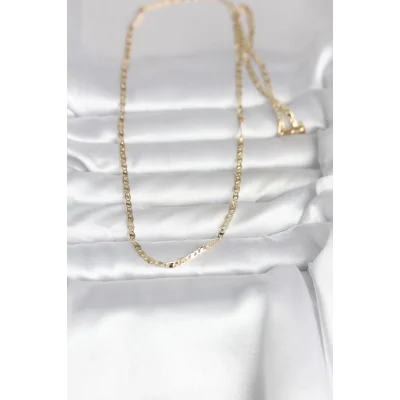 BUĞZ CM 14K Gold Renk Yassı Zincir Model 60 cm Kadın Kolye - BUĞZ