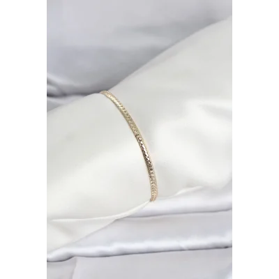 BUĞZ CM 14K Gold Renk Yassı Zincir Model Kadın Bileklik