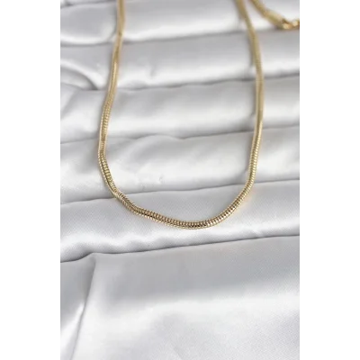 BUĞZ CM 14K Gold Renk Yılan Zincir Model 60 cm Kadın Kolye