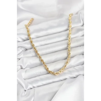 BUĞZ CM Burgu Model Gold Renk Pirinç 60 cm Kadın Kolye - BUĞZ