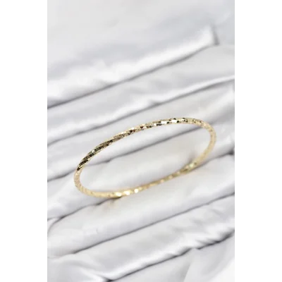 BUĞZ CM Gold Renk Lazer Kesim 65 mm Bilezik