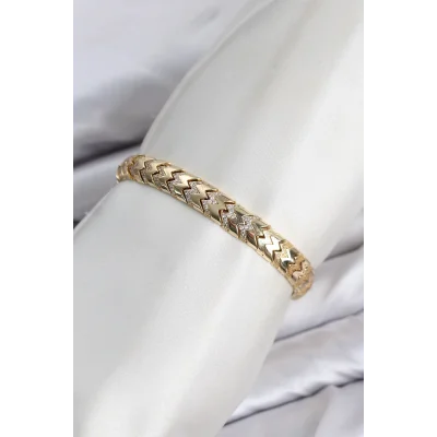 BUĞZ CM Kalın Yılan Model Zirkon Taşlı VIP Seri Gold Renk Pirinç Kadın Bileklik