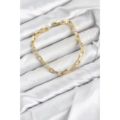 BUĞZ CM Kare Halka Model Gold Renk Pirinç Kadın Bileklik