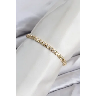 BUĞZ CM Model Zirkon Taşlı VIP Seri Gold Renk Pirinç Kadın Bileklik