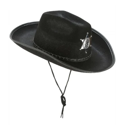 BUĞZ Çocuk Kovboy Şapkası Sheriff Şapkası Siyah Renk - Lisinya