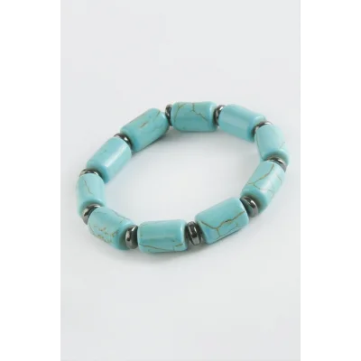BUĞZ Çocuk Turkuaz Doğaltaş Bileklik 6 mm
