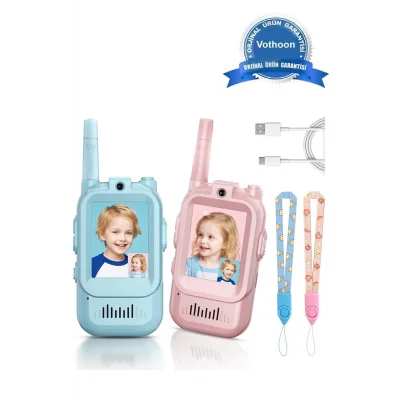 BUĞZ Çocuklar Için Görüntülü Telsiz Konuşma Özellıklı El Telsizi Şarj Edılebılır 50 Mt Menzil Wifi Gerektirmez