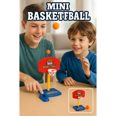 BUĞZ Çocuklar İçin Mini Masaüstü Basketbol Oyunu Fırlatma Butonlu Eğlenceli Basket Seti + 2 Top