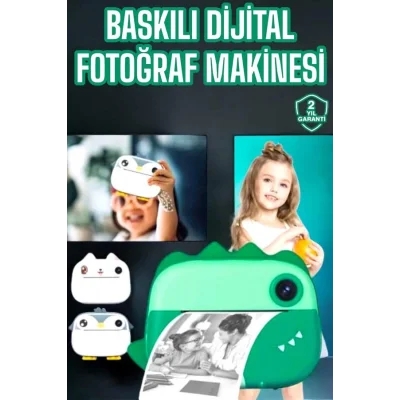 BUĞZ Çocuklar İçin Özel Fotoğraf Makinesi Printer Kamera Taşınabilir HD - BUĞZ