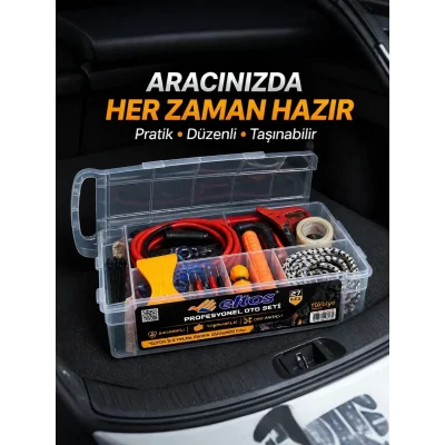 BUĞZ Çok Amaçlı 27 Parça Araç Acil Durum Ekipman Seti Düzenli Taşıma Kutulu